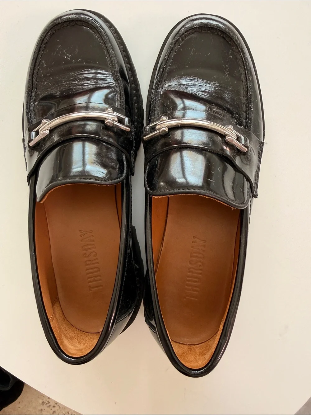 Women’s Penny Lug Sole Loafer Black & Silver